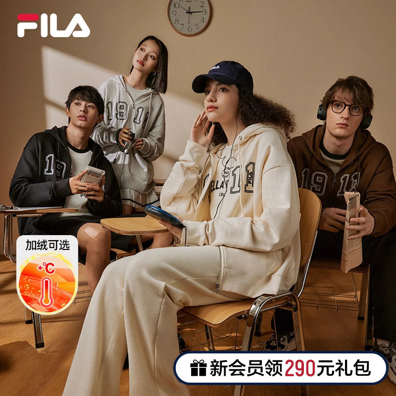FILA File Official Couple Coats Gush Casual Loose Zipped Cardiovert for men and women 100 lap sports blouses-Taobao