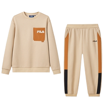 FILA KIDS FILA childrens clothing childrens suit 2024 winter new style mens and womens sweatshirts and sweatpants trendy