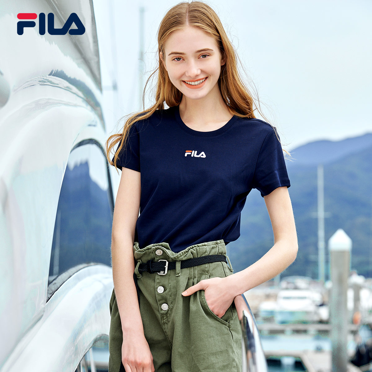 FILAFila official website short-sleeved t-shirt women's 2021 summer leisure sports women's round-neck versatile half-sleeve clothes women