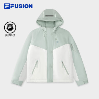 FILA FUSION斐乐潮牌棉服女2026春新款时尚休闲拼色宽松连帽外套