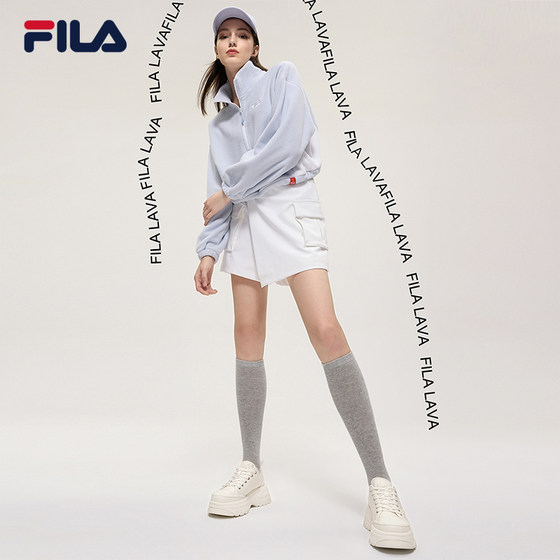 FILA official LAVA women's shoes thick-soled canvas shoes casual shoes heightening white shoes sports shoes black shoes