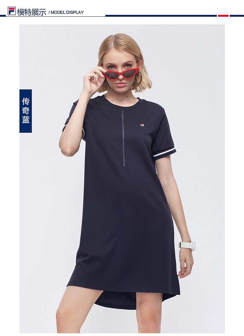 FILA Fila của Phụ Nữ Ăn Mặc Mùa Thu Mới Thời Trang Thanh Lịch của Phụ Nữ Váy Thể Thao Ăn Mặc Giản Dị Phụ Nữ quần áo chạy bộ nữ