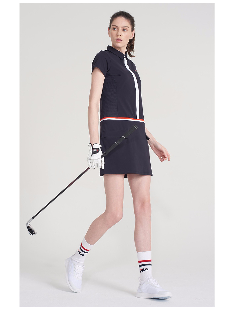 Fila fila golf phụ nữ dress 2018 new simple thanh lịch ngắn tay áo polo cổ áo dress quần áo adidas nữ