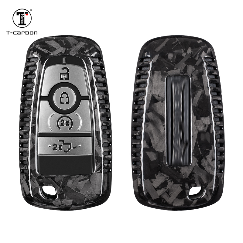 Suitable for Ford Raptor F150 Car Carbon Fiber Key Shell Forged Snowflake Carbon Key Cover High-End Buckle