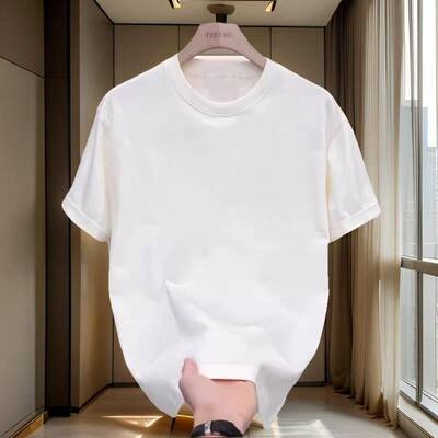 Outlet antibacterial trendy brand large-sized short-sleeved T-shirt for men's summer new solid color half-sleeved T-shirt, casual and versatile T-shirt