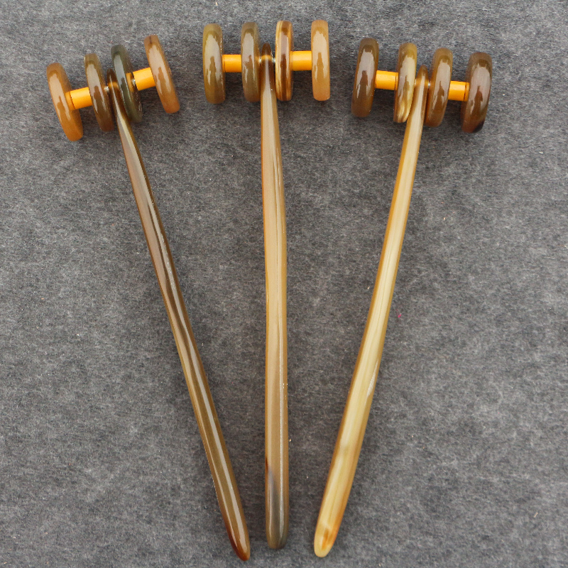 Natural white horn massage roller facial lift beauty car limb neck dredge Meridian length 15 ~ 16CM
