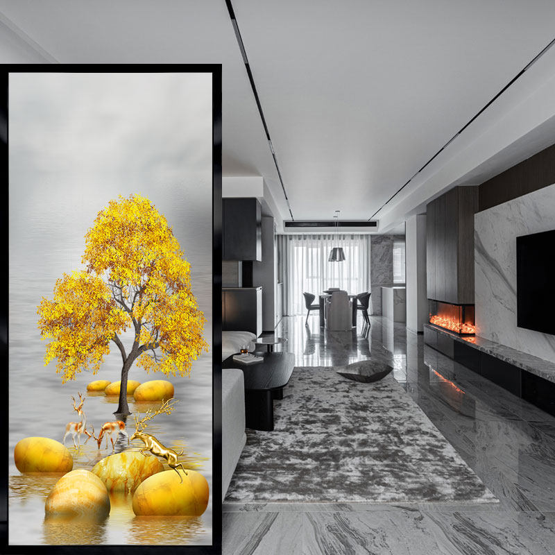 Modern minimalist art glass living room screen bedroom partition wall home double-sided translucent frosted entry porch abstract