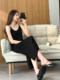 FINERY Draped Black Suspender Modal Long Skirt 2025 Summer New Straight High-Level Women's Dress