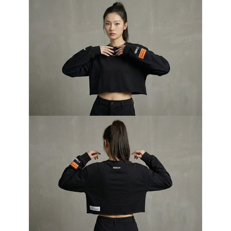 Heron Preston Trendy Crane Long-Sleeve Short T-Shirt Cnttb Letter Embroidery Street Fashion Sports Women's T-Shirt