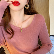 2022 Spring Autumn Winter New Thin sweater sweaters undershirt woman Neyhitch version Long sleeves foreign air 100 lap knit blouse