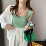 Топ с чашечками, базовый пиджак классического кроя, летняя белая футболка без рукавов, квадратный вырез, большой размер