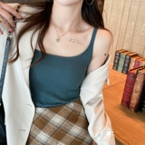 Трикотажная белая летняя черная майка топ, квадратный вырез, для маленькой груди