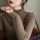 Приятный телу демисезонный кашемировый удерживающий тепло трикотажный свитер, высокий воротник, увеличенная толщина