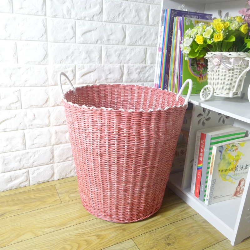Large number minimalist clothes basket Bedroom Dirty Laundry Basket Thickened Coarse Pipe Plastic Woven Containing Basket Toy Containing Barrel Nordic-Taobao