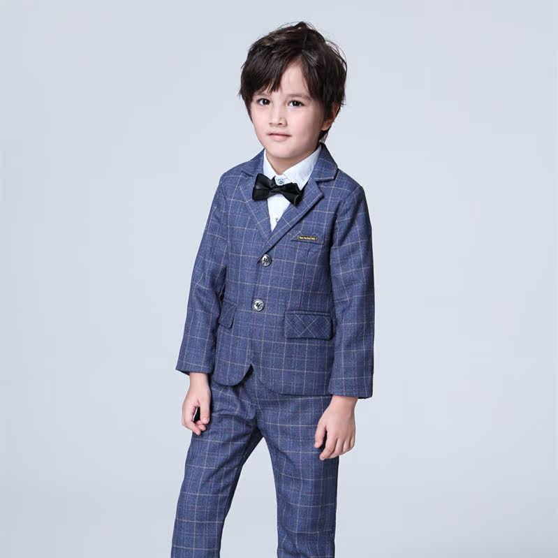 Children's small suit boy host autumn speech dress wedding flower girl British style suit piano performance baby