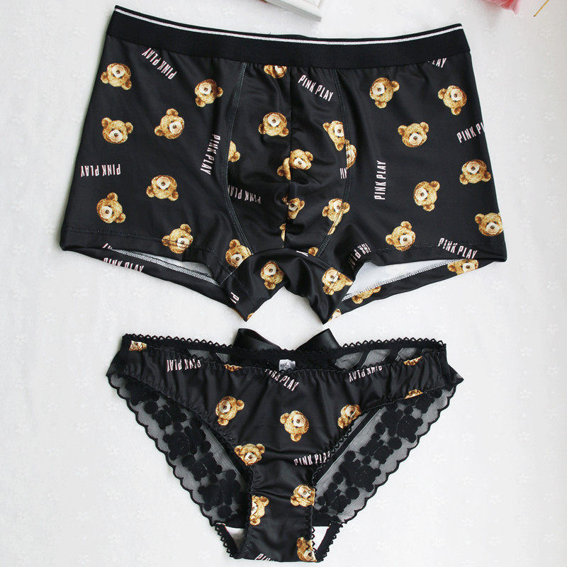 Lovers Briefs Cute Cartoon Little Bear Lingerie Suit New Pure Cotton Crotch Big Size Milk Silk Double Seductive Passion