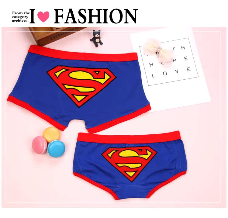 Cotton nguyên chất mát mẻ phiên bản Hàn Quốc của phim hoạt hình in hình cặp đôi siêu nhân gợi cảm đồ lót nam hộp quà tặng nữ do lot nu
