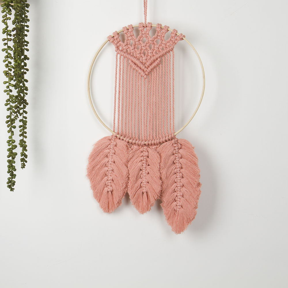 Feather Dreamcatcher DIY gói vật liệu tấm thảm tua rua để gửi hướng dẫn rung dây chuyền tấm thảm dệt kim Macrame đan tay thảm trang trí phòng khách