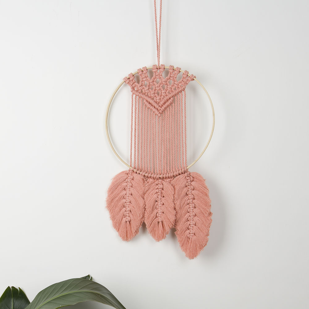 Feather Dreamcatcher DIY gói vật liệu tấm thảm tua rua để gửi hướng dẫn rung dây chuyền tấm thảm dệt kim Macrame đan tay thảm trang trí phòng khách