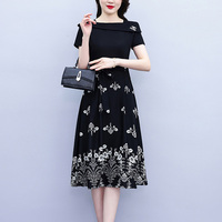 Fake two-piece floral dress for women, new summer style, small, large size, waist slimming, belly-covering, age-reducing skirt for women
