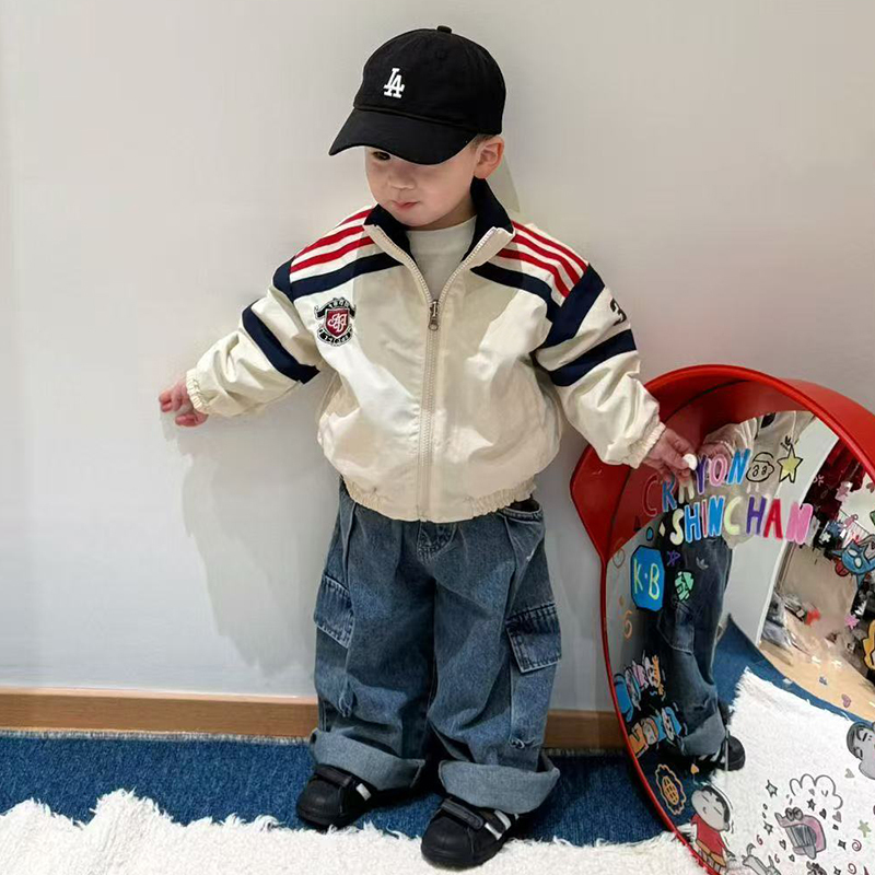 High-Quality Spring and Autumn Double-Sided Windproof Retro Motorcycle Jacket for Boys and Girls, Stylish Parent-Child Matching