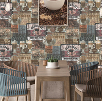 Retro Nostalgia Nordic Wind Wallpaper Coffee English Text Pattern Café Themed Background Wall Wallpaper