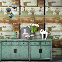 Personality retro old wood box pattern wallpaper nostalgic era time impression bar KTV studio wallpaper background