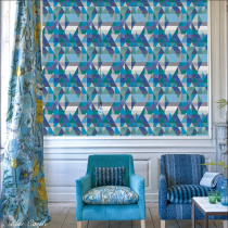 Blue minimalist modern Nordic irregular geometric triangle graphic wallpaper Mediterranean style living room TV wallpaper