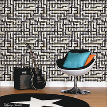  Neoclassical maze echo pattern plaid black and white gray silver wallpaper living room background wall room escape theme wallpaper
