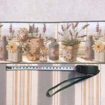  Fresh American country pastoral plain striped waist line wall cloth Flower pot pot vase waist line Restaurant living room wall cloth