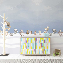 Childrens room boy room blue sky white cloud seamless digital HD Wall cloth fresh fashion youth bedroom wall cloth