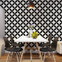 White background black round small flower copper money pattern wallpaper simple black and white living room TV wallpaper restaurant background wall