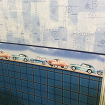 Blue American waistline car map Plaid wall covering boy room bedroom bedside background wall seamless special offer