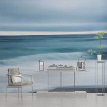 Fresh blue Mediterranean style custom-made mural study bedroom yoga room Tea Room background wall large mural