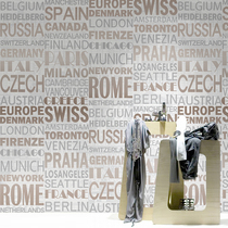  Light gray modern fashion embossed English letters wallpaper clothing store wallpaper bar KTV background wall paper