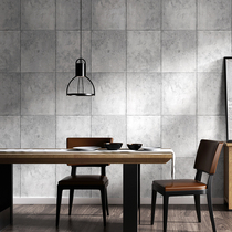 Retro gray cement brick wallpaper Nordic industrial wind long square plaid wallpaper bathroom store lighting store background