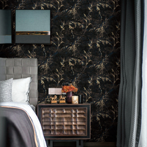 Mysterious personality Black idyllic big flower branches seamless wall cloth living room TV Wall bedroom room Wall covered