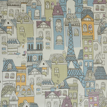 Cartoon Blue children building Eiffel Tower wallpaper color hand painted graffiti House childrens clothing store background wallpaper