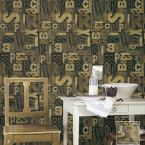 Personality three-dimensional relief wallpaper old vintage English letters Rust cafe bar KTV entertainment wallpaper