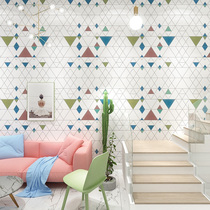 Mediterranean Living room Restaurant wallpaper Clothing Shop Wall Paper Nordic Minimalist Geometric White Patterned Wallpaper AB Matching