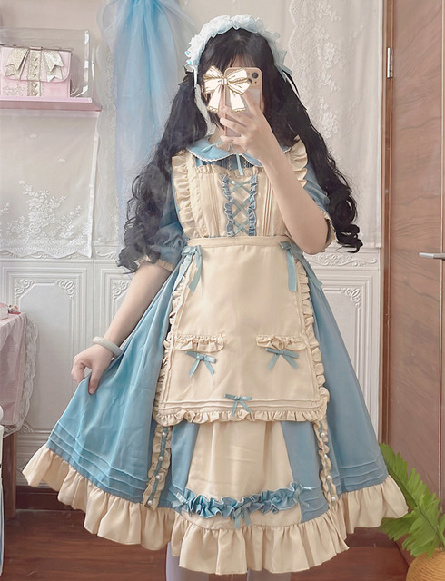 Meow original sweet cream lolita Alice op dress ງາມ lolita doll sense maid apron