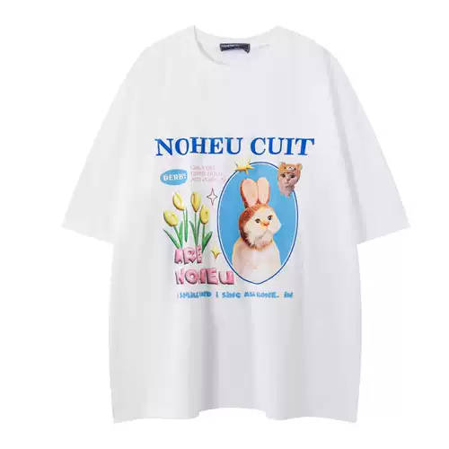 Хлопковая футболка с коротким рукавом, оверсайз