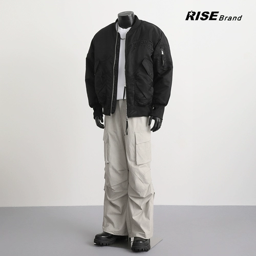 Ретро бейсбольная форма с молнией, демисезонная куртка, пуховик, в американском стиле, с вышивкой, оверсайз, увеличенная толщина