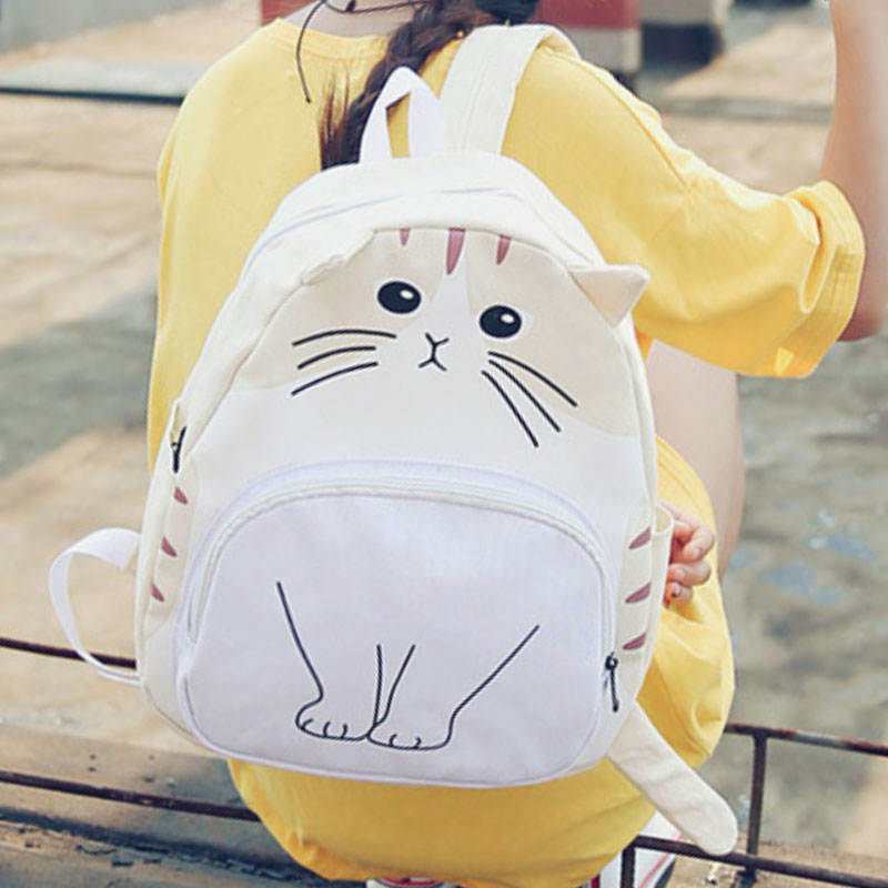 Em gái mềm mại sáng tạo dễ thương mèo vui búp bê ba lô sinh viên vải cô gái cá tính động vật anime balo đẹp nữ