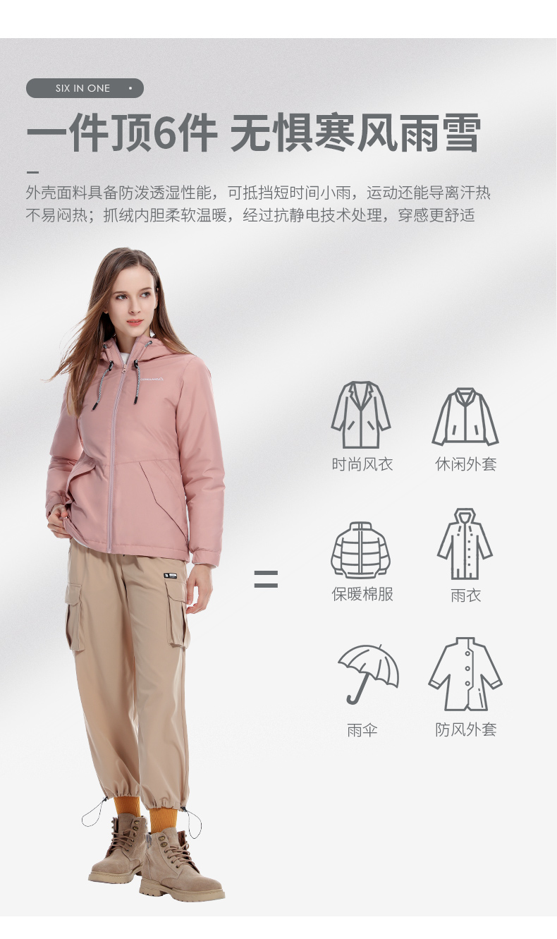 骆驼 珠穆朗玛系列 男女款 夹棉冲锋衣外套 不惧暴雨 图1