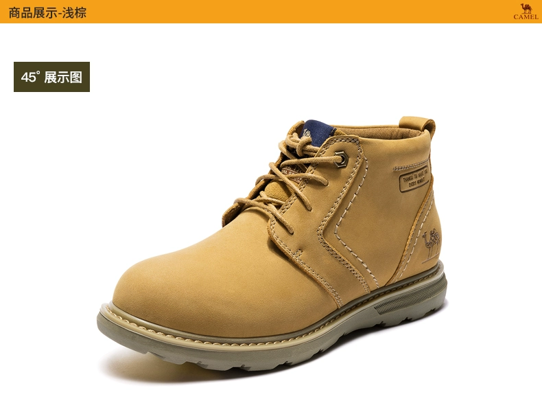 giày ngoài trời cụ nubuck da-top cao cá tính mùa đông mới Camel Camel nam giới giảm xóc giày chống trượt