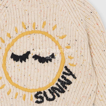 Love cashmere products custom parent-child heavy embroidery Sun clouds weather pattern ribbed knitted cashmere sweater