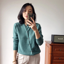 Cashmere custom personality literary style asymmetrical sloping placket womens sweater pure cashmere womens knitted cardigan spring and autumn