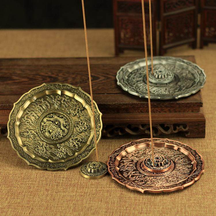 Mizon Cherry Blossom Full Bronze Imitation Ancient Incense Stove Room Sandalwood Cilantro Scented Stove Dot Scented Pan Incense Wire Incense Stove Incense Socket