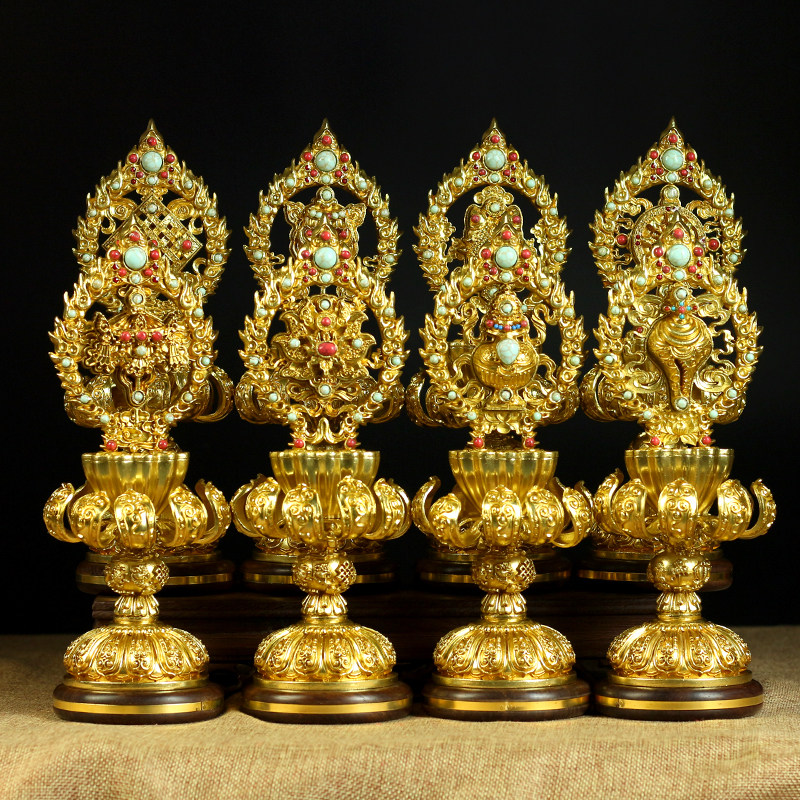 Tibetan Buddhism High-footed Buddhist High-footed Lotus Seiko Pure copper Mascot Eight Auspicious Pendulum with a total collection of gold